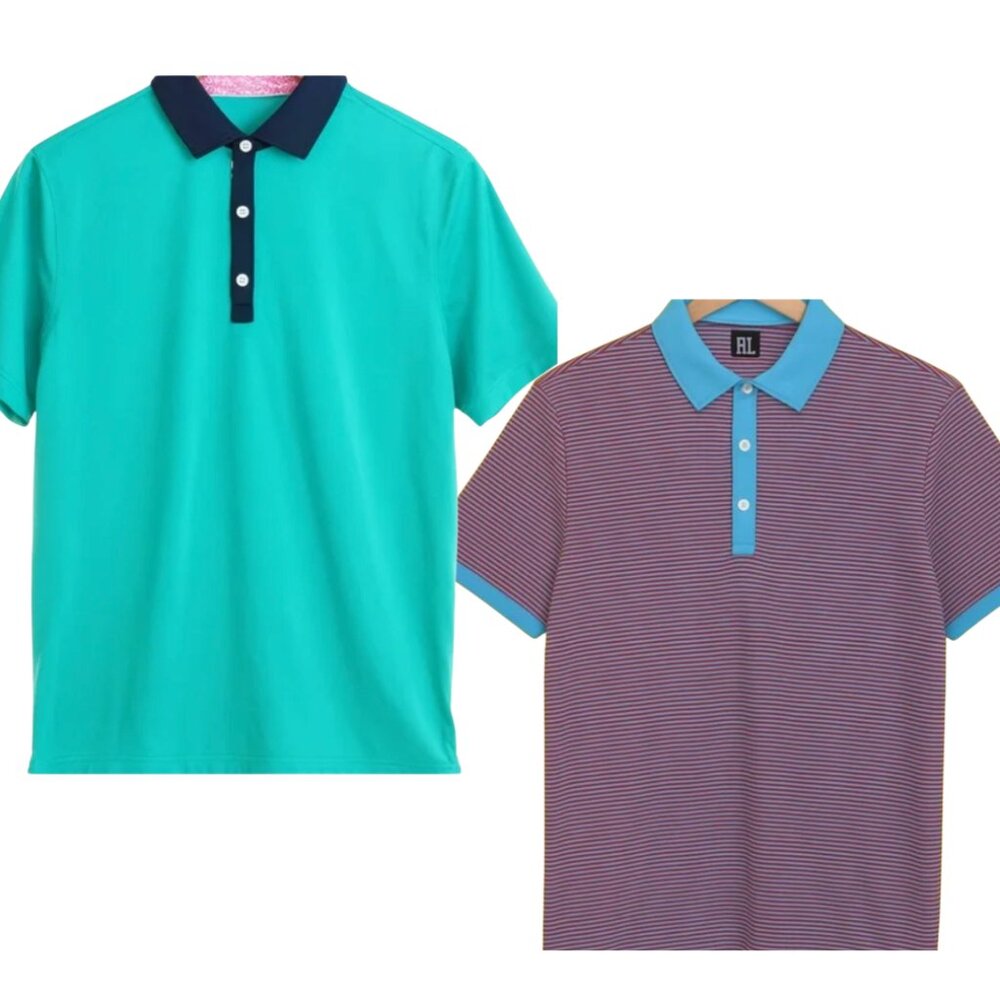 2 FJ FootJoy Men's Size S Wicking Golf Polos - Green & Red